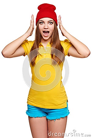 Surprised teen funky girl Stock Photo