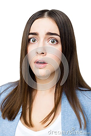 Surprised woman in amazement and open-mouthed Stock Photo