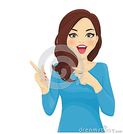 Surprised woman pointing Vector Illustration