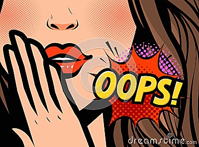 Surprised woman. Oops, vector illustration in pop art retro comic style Vector Illustration