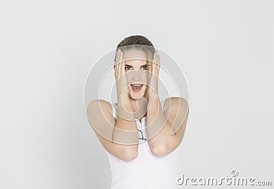 Surprised young woman Stock Photo