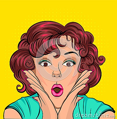 Surprised young woman doing wow Vector Illustration