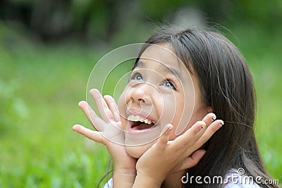 Surprised Youthful Minority Girl Child Stock Photo