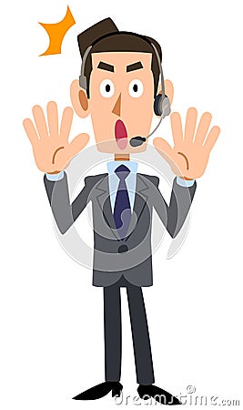 Surprising male operator wearing a headset Vector Illustration