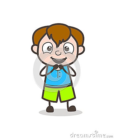 Surprisingly Laughing Face - Cute Cartoon Boy Illustration Stock Photo