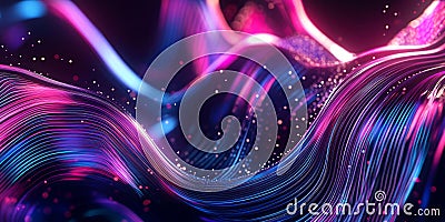 A surreal abstract background with softly glowing, intertwining neon streams, dynamically flowing Stock Photo