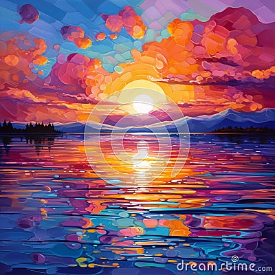 Surreal abstract reflection artwork capturing Twilight Reflections Stock Photo