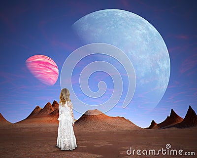 Surreal Alien Planet, Love, Hope, Peace Stock Photo