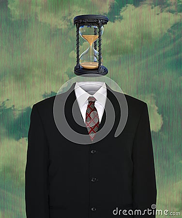 Surreal Business Suit, Time, Hourglass Stock Photo