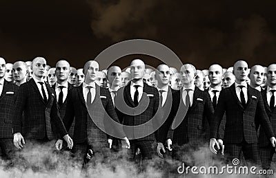 Surreal Businessmen Team Crowd Stock Photo