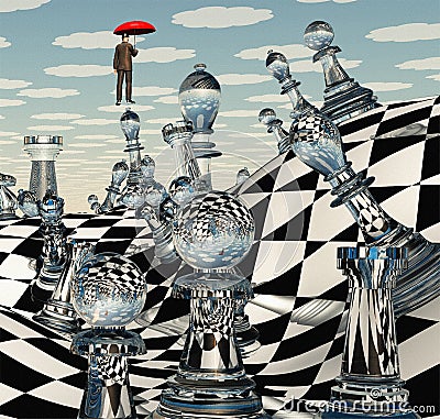 Surreal Chess Game Stock Photo