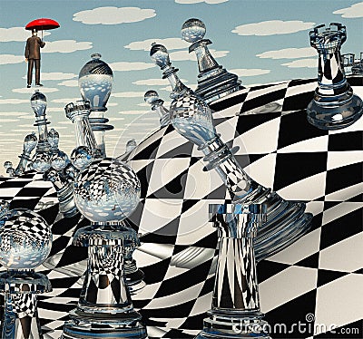 Surreal Chess Landscape Stock Photo