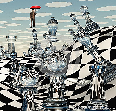 Surreal Chess Landscape Stock Photo