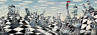 Surreal Chess Landscape Stock Photo