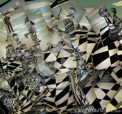 Surreal Chess Landscape Stock Photo