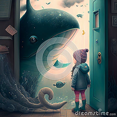 Surreal child adventure Stock Photo