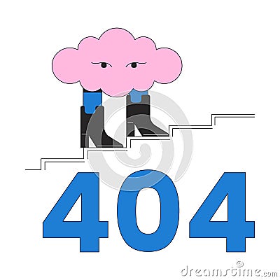 Surreal cloud walking in boots error 404 flash message Vector Illustration