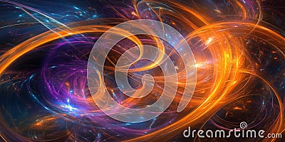 A surreal, colorful abstract background with dynamic particle swirls. The chaotic, luminous trails Stock Photo