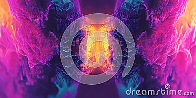 A surreal, colorful abstract background inspired by kaleidoscopic symmetry. The mirrored patterns Stock Photo