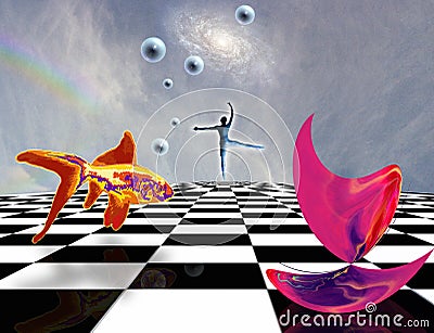 Surreal composition. Pink matter Stock Photo