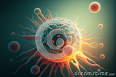 surreal Concept of cancer cell attacking body cell.generative ai Stock Photo