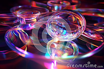 A surreal 3D abstract background showcasing a mesmerizing vortex of floating geometric prisms, Stock Photo
