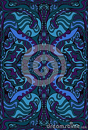 Surreal dark psychedelic background. Vector fantastic illustration. Abstract bizarre ornamental stylish card Vector Illustration