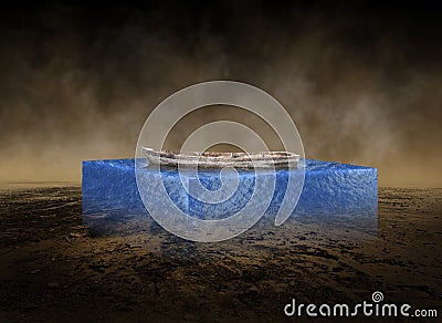 Surreal Desert, Water, Rowboat, Landscape Stock Photo