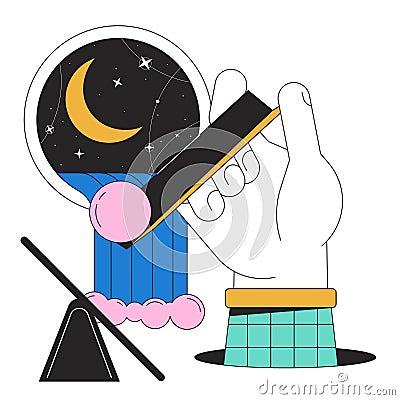 Surreal esoteric flat line concept vector spot illustration Vector Illustration