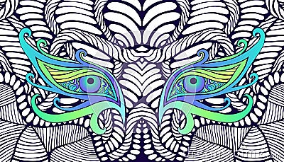 Surreal eyes of a mystical, alien creature. Artistic background with unusual eyes. Fantastic decorative eyes. Vector Vector Illustration
