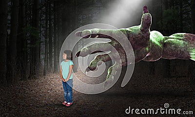 Surreal Halloween, Girl, Childhood, Nightmare, Terror, Horror Stock Photo