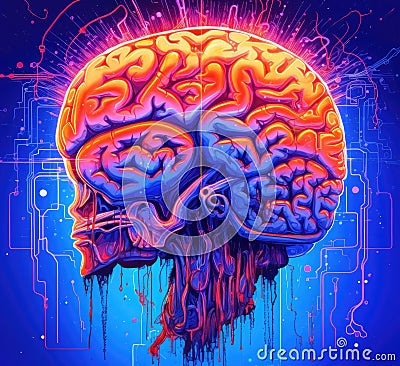 Surreal Illumination of Neural Pathways AI Generated Stock Photo