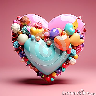Surreal illustration of the heart. Love and Valentine's day symbol Cartoon Illustration