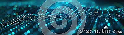 Surreal landscape of interconnected data streams and binary code, abstract technology, digital transformation Stock Photo