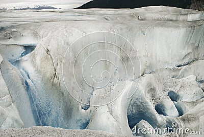 Surreal landscape and moulin at Mendenhall Glacier, Juneau, Alas Stock Photo