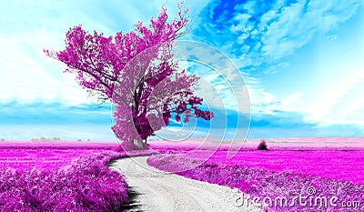 Surreal landscape and tree Stock Photo