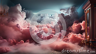 Surreal Magic: Kim Keever-Inspired Pink Smoke Clouds Stock Photo