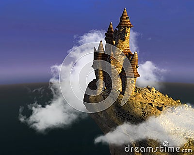 Surreal Medeival Fantasy Stone Castle Stock Photo