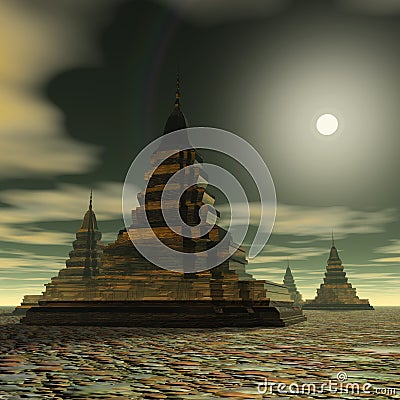 Surreal Pagoda Stock Photo