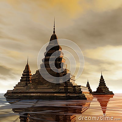 Surreal Pagoda Stock Photo