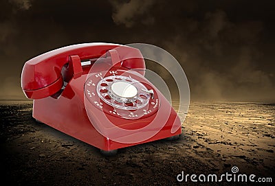 Surreal Red Phone, Sales, Marketing, Telephone Stock Photo