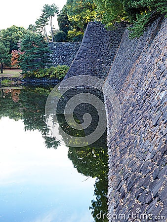Surreal reflections in the moat of the Imperial palace Stock Photo