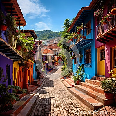 Surreal Scene of Medellin's Hidden Gems Stock Photo