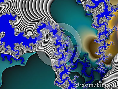 Surreal silver fantasy galaxy fractal, lights, abstract background, graphics Stock Photo