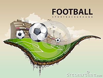 Surreal soccer field Vector Illustration