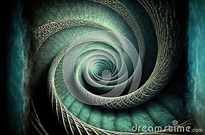Surreal spiral stairs in vintage mood, abstract generative AI Stock Photo