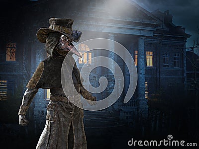 Surreal Steampunk Plague Doctor, Halloween Stock Photo