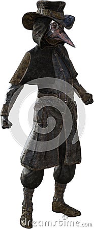 Surreal Steampunk Plague Doctor Isolated Stock Photo