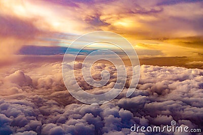 Surreal view from above with a blanket of clouds Stock Photo