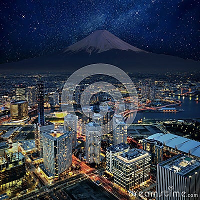 Surreal view of Yokohama city Stock Photo